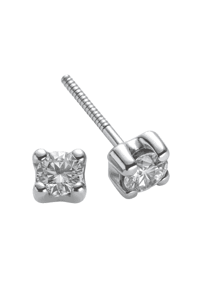 Pendiente para Niña en Oro Blanco Circonita  4 Garras - Oro Blanco 18K