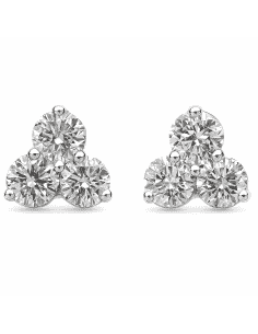 Pendientes para Niña en Oro blanco Trebol de Tres circonitas - Oro Blanco 18K