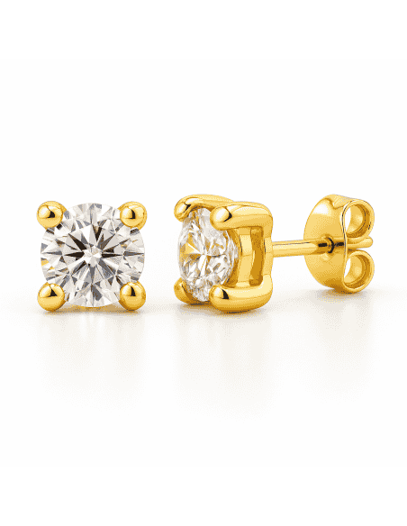 Pendientes Universal en oro con circonita 4.5 mm - Oro amarillo 18K