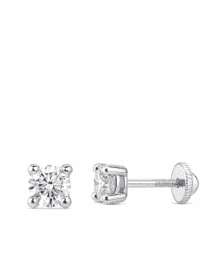 Pendientes Universales en Oro Blanco con circonita - Oro Blanco 18K