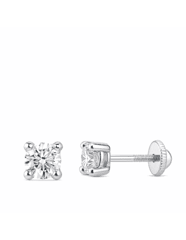 Pendientes Universales en Oro Blanco con circonita - Oro Blanco 18K