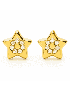 Pendientes para Niña en Oro Estrella con 6 circonitas en cada una de ellas - Oro Amarillo 18K