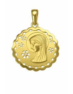 Medalla Virgen Niña con circonita - Oro Amarillo 18K