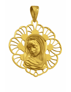 Medalla Cerco Virgen Niña - Oro Amarillo 18K