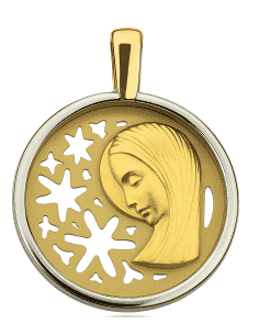 Medalla Virgen Niña - Oro Amarillo y Blanco 18K