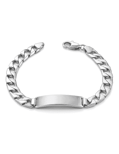 Pulsera esclava de plata de ley con eslabones  gourmette cuadrada  - Plata 925