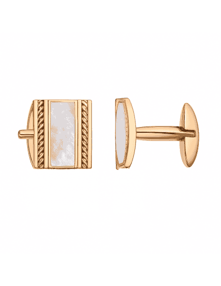Gemelos para Hombre de Plata Rectangulares Rosado y Madreperla - Salvatore 100HA071