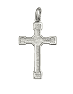 Cruz de Plata de Ley con Acabado Texturizado y Bisel Brillante - Hurjo R015901169