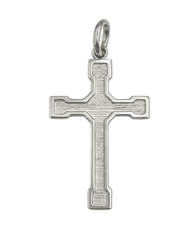 Cruz de Plata de Ley con Acabado Texturizado y Bisel Brillante - Hurjo R015901169