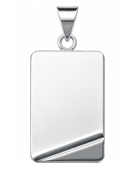 Colgante placa rectangular de plata de ley con esquina brillante - Plata 925