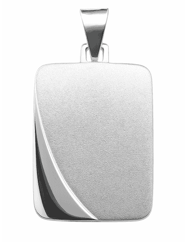 Colgante placa de plata 925 con detalle curvo en brillo - Plata 925