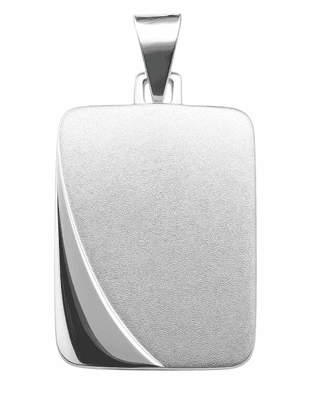 Colgante placa de plata 925 con detalle curvo en brillo - Plata 925
