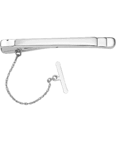 Pisacorbatas de oro Blanco con Detalle Matizado y Relieves Laterales - Oro Blanco 18k