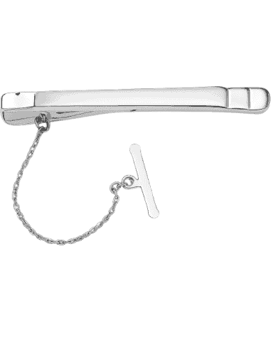 Pisacorbatas de oro Blanco con Detalle Matizado y Relieves Laterales - Oro Blanco 18k