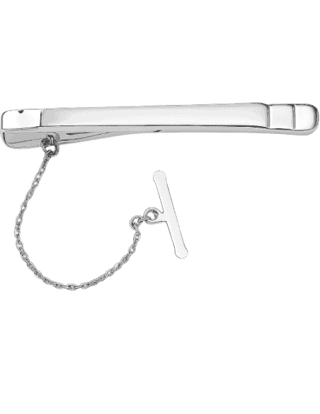 Pisacorbatas de oro Blanco con Detalle Matizado y Relieves Laterales - Oro Blanco 18k