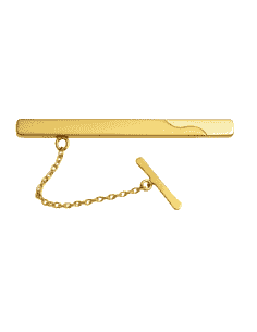 Pisacorbatas de oro frontal curva con adorno de bajorrelieve - Oro Amarillo 18k