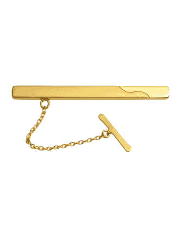 Pisacorbatas de oro frontal curva con adorno de bajorrelieve - Oro Amarillo 18k