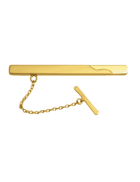Pisacorbatas de oro frontal curva con adorno de bajorrelieve - Oro Amarillo 18k