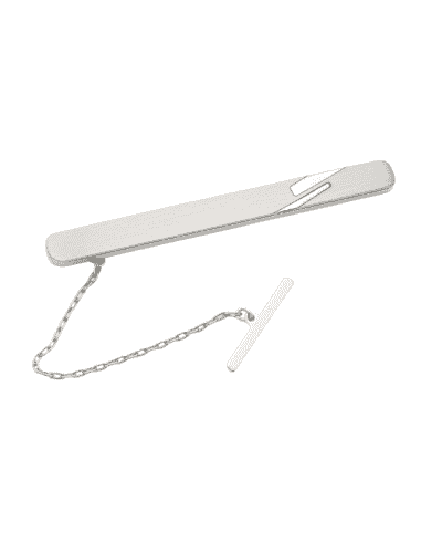 Pisacorbatas de oro blanco con Barra Lisa y Bajorrelieve – Oro Blanco 18K