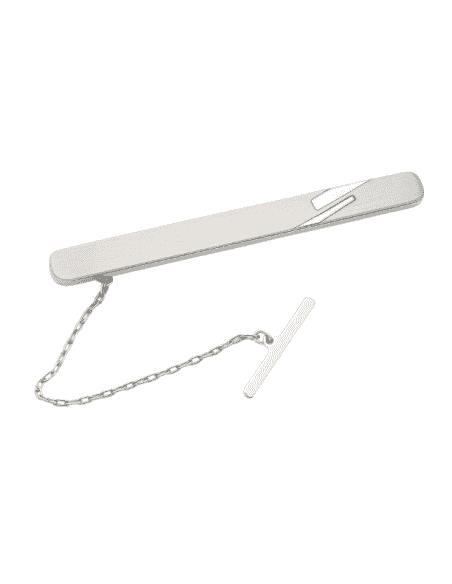 Pisacorbatas de oro blanco con Barra Lisa y Bajorrelieve – Oro Blanco 18K