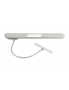 Pisacorbatas de Oro Blanco Centro Liso en Bajorrelieve Brillo  – Oro Blanco 18K