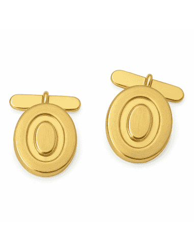 Gemelos Ovalados en oro con Grabado en Altorrelieve Mate – Oro Amarillo 18K