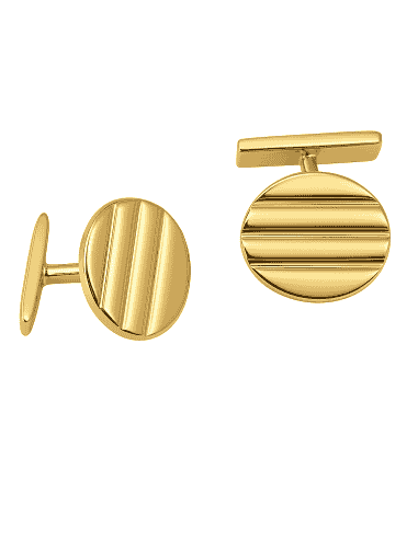 Gemelos Ovalados en Oro con Grabado en Altorrelieve - Oro Amarillo 18K