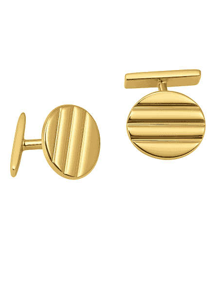 Gemelos Ovalados en Oro con Grabado en Altorrelieve - Oro Amarillo 18K