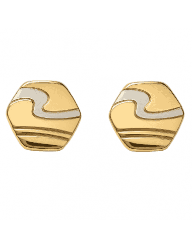 Gemelos Cubre Botones de oro Hexagonales – Oro Amarillo y Blanco18K