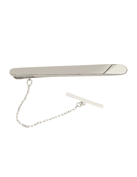Pisacorbatas de Oro Blanco con Punta Lisa en Bajorrelieve Brillante – Oro Blanco 18K