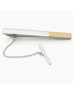Pisacorbatas de oro Bicolor con Acabado Mate en Amarillo – Oro Amarillo y Blanco 18K