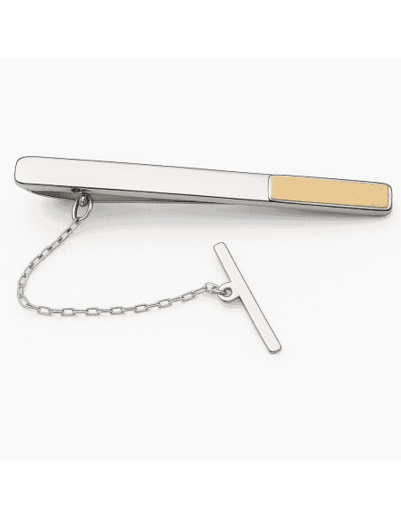 Pisacorbatas de oro Bicolor con Acabado Mate en Amarillo – Oro Amarillo y Blanco 18K