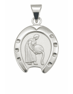 Colgante de Plata de Ley con Forma de Herradura y Horóscopo Acuario - Plata 925
