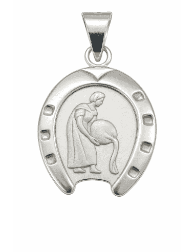 Colgante de Plata de Ley con Forma de Herradura y Horóscopo Acuario - Plata 925