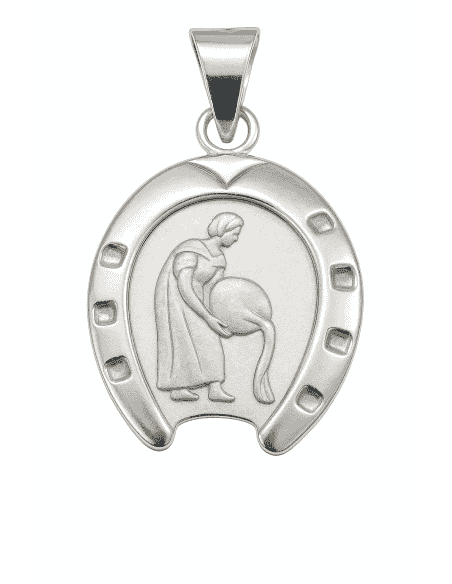Colgante de Plata de Ley con Forma de Herradura y Horóscopo Acuario - Plata 925