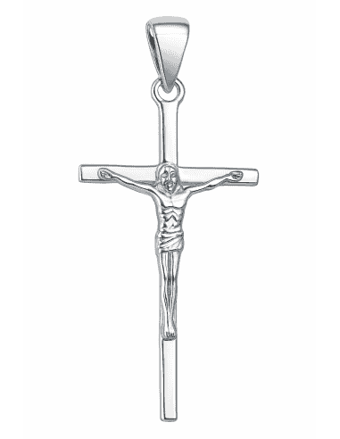 Colgante Cruz de plata Crucifijo de Plata de Ley con Cristo en Relieve – Plata 925