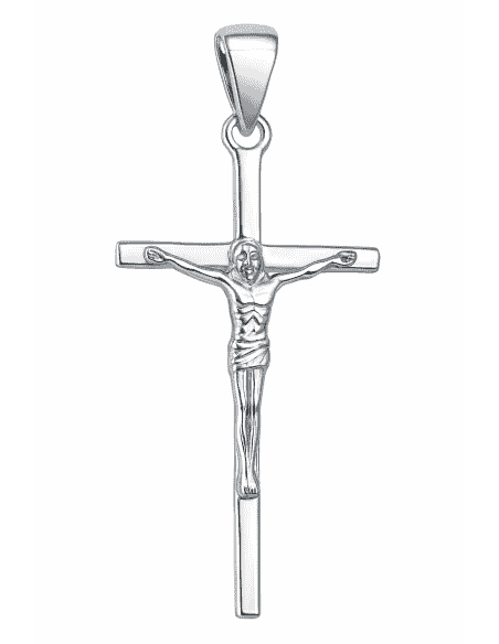 Colgante Cruz de plata Crucifijo de Plata de Ley con Cristo en Relieve – Plata 925
