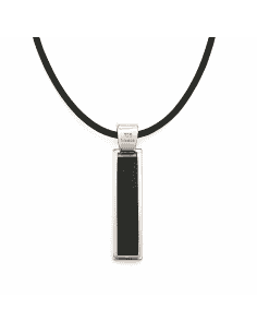 Collar para Mujer Colgante Rectangular de Plata de Ley con Esmalte Negro – Salvatore 06965