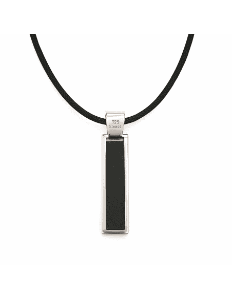 Collar para Mujer Colgante Rectangular de Plata de Ley con Esmalte Negro – Salvatore 06965