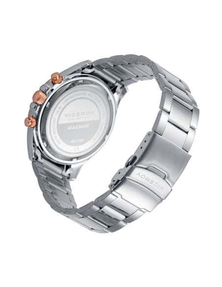 Reloj para Hombre Cronógrafo en Acero con Bisel Rosado y Esfera Negra con Subesferas Rojas - Viceroy 401299-73
