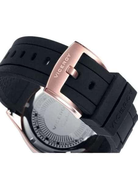 Reloj para Mujer Cronógrafo con Correa de Silicona Negra y Caja en Oro Rosa - Viceroy 47894-55