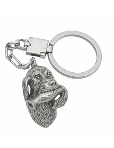 Llavero de Plata de Ley con Cabeza de Perro Cobrador en Relieve - Plata de 925K
