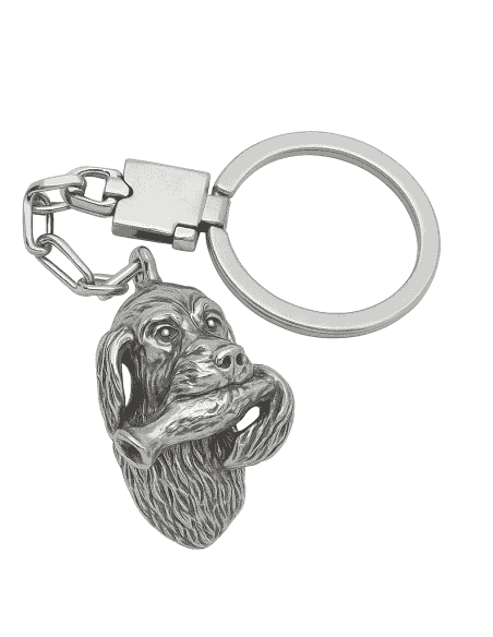 Llavero de Plata de Ley con Cabeza de Perro Cobrador en Relieve - Plata de 925K