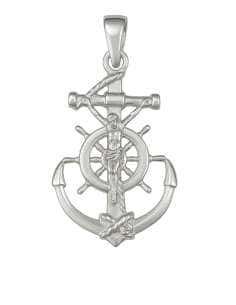 Colgante Cruz del Mar en Plata  y Virgen del Carmen Reversible de plata de ley - Plata 925