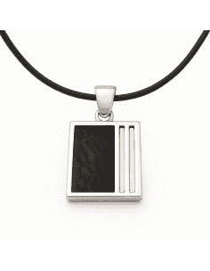 Colgante de Plata de Ley con Detalle Negro y Líneas Geométricas - Salvatore 81C0016