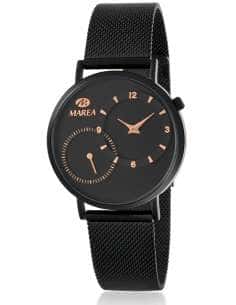 Reloj para Mujer Acero Negro con Esfera Minimalista y Detalles Rosé - Marea B41296/1