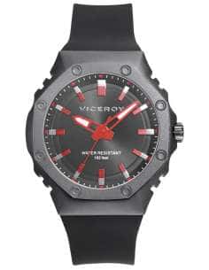 Reloj para Hombre con Correa de Silicona Negra y Esfera Negra con Detalles en Rojo - Viceroy 41131-57