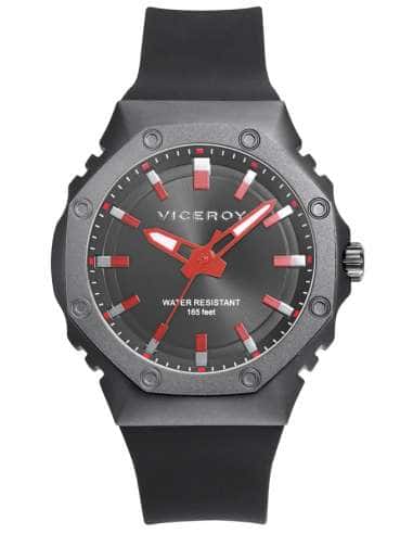 Reloj para Hombre con Correa de Silicona Negra y Esfera Negra con Detalles en Rojo - Viceroy 41131-57