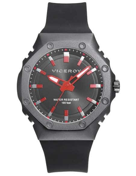 Reloj para Hombre con Correa de Silicona Negra y Esfera Negra con Detalles en Rojo - Viceroy 41131-57