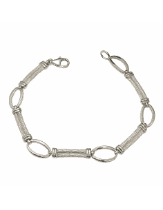 Pulsera de Plata para Mujer con Baño de Rodio y Diseño Ovalado - Hurjo R012001222
